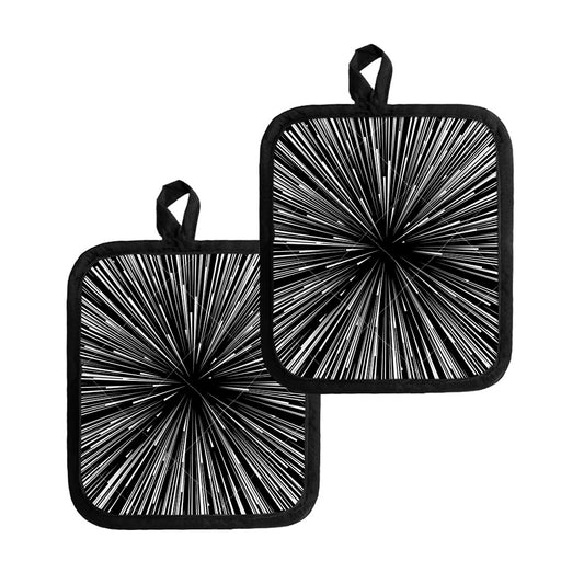 Black And White Hyperspace Print Pot Holders