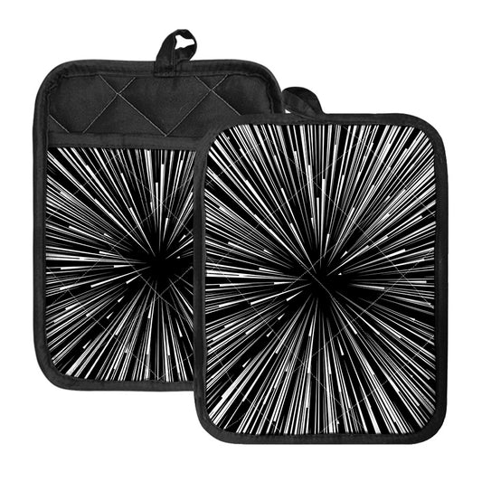 Black And White Hyperspace Print Pot Holders With Pocket