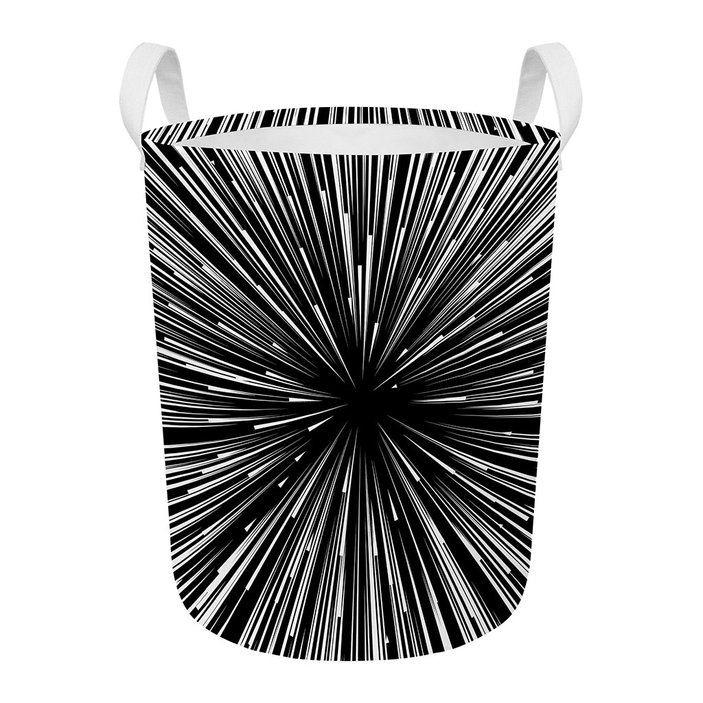 Black And White Hyperspace Print Round Laundry Basket