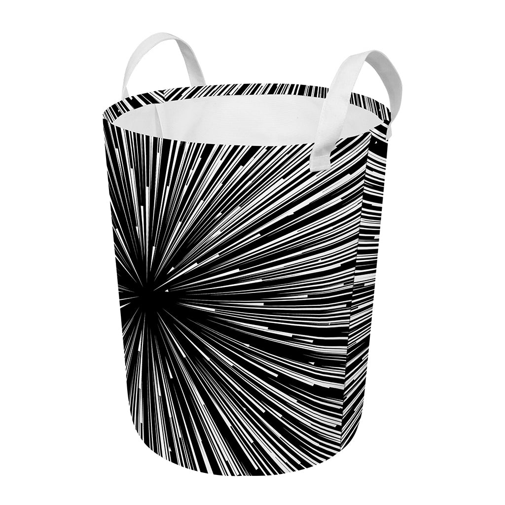 Black And White Hyperspace Print Round Laundry Basket