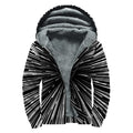 Black And White Hyperspace Print Sherpa Lined Zip Up Hoodie