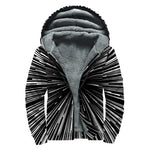 Black And White Hyperspace Print Sherpa Lined Zip Up Hoodie