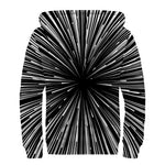 Black And White Hyperspace Print Sherpa Lined Zip Up Hoodie