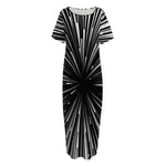 Black And White Hyperspace Print Short Sleeve Long Nightdress