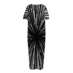 Black And White Hyperspace Print Short Sleeve Long Nightdress