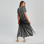 Black And White Hyperspace Print Short Sleeve Maxi Dress