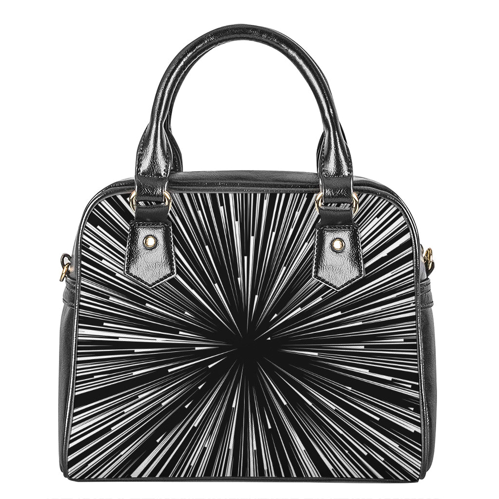 Black And White Hyperspace Print Shoulder Handbag