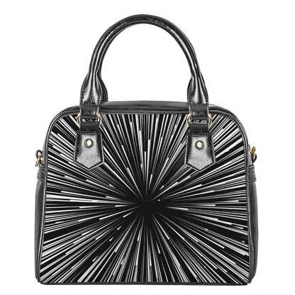 Black And White Hyperspace Print Shoulder Handbag