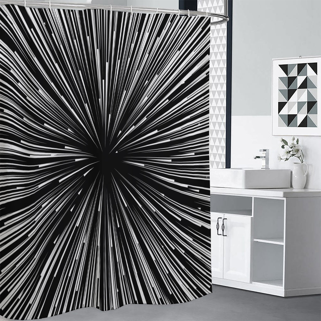 Black And White Hyperspace Print Shower Curtain