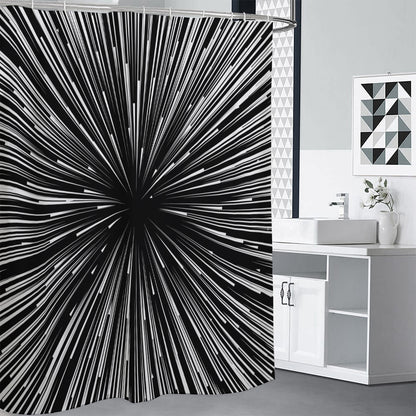 Black And White Hyperspace Print Shower Curtain