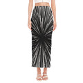 Black And White Hyperspace Print Side Slit Maxi Skirt