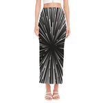 Black And White Hyperspace Print Side Slit Maxi Skirt