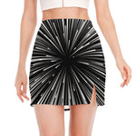 Black And White Hyperspace Print Side Slit Mini Skirt