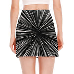 Black And White Hyperspace Print Side Slit Mini Skirt