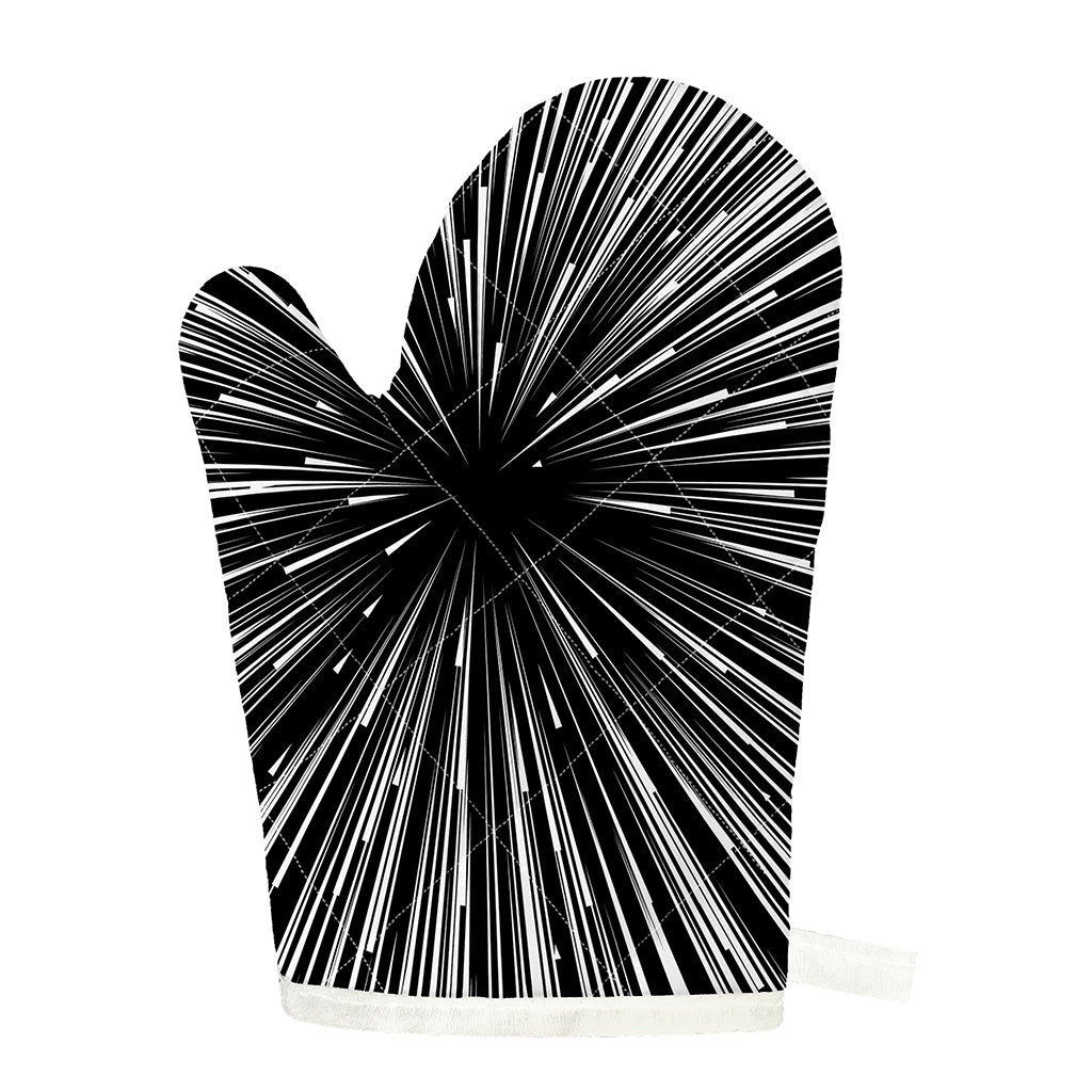 Black And White Hyperspace Print Single Oven Mitt