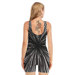 Black And White Hyperspace Print Sleeveless One Piece Swimsuit