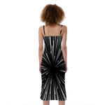 Black And White Hyperspace Print Slim Fit Midi Cami Dress