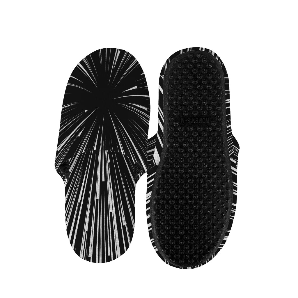 Black And White Hyperspace Print Slippers
