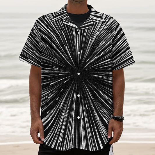 Black And White Hyperspace Print Textured Short Sleeve Shirt