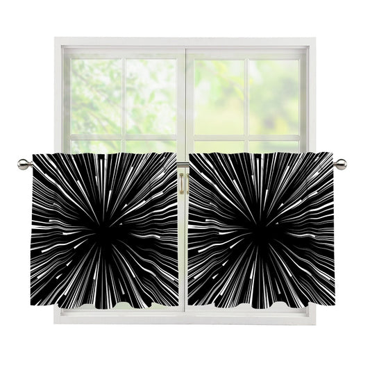 Black And White Hyperspace Print Tier Curtains