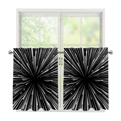 Black And White Hyperspace Print Tier Curtains