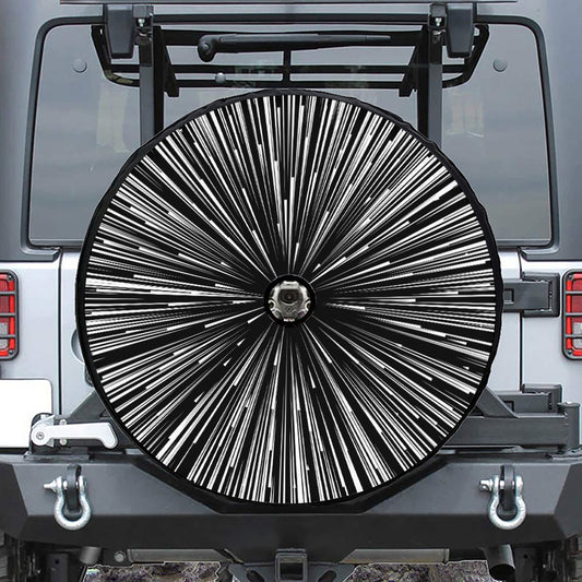 Black And White Hyperspace Print Tire Cover With Camera Hole