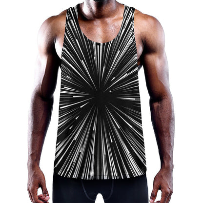 Black And White Hyperspace Print Training Tank Top