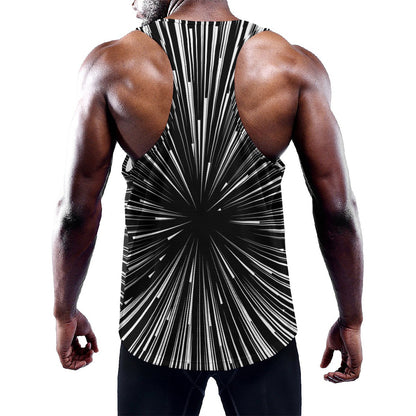 Black And White Hyperspace Print Training Tank Top