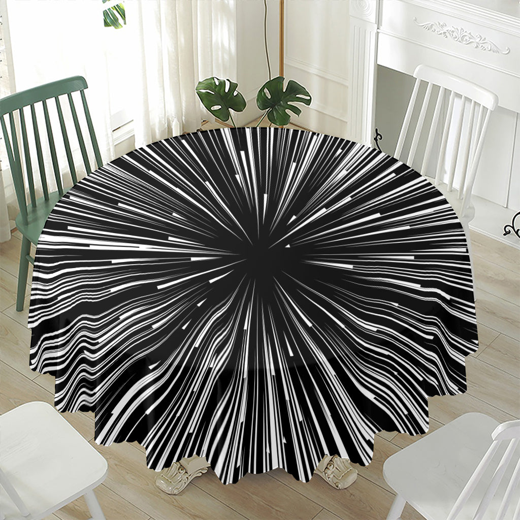 Black And White Hyperspace Print Waterproof Round Tablecloth