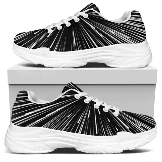 Black And White Hyperspace Print White Chunky Shoes