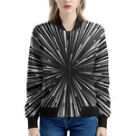 Black And White Hyperspace Print Women's Bomber Jacket