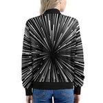 Black And White Hyperspace Print Women's Bomber Jacket