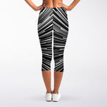 Black And White Hyperspace Print Women's Capri Leggings