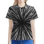Black And White Hyperspace Print Women's Polo Shirt