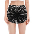 Black And White Hyperspace Print Women's Split Running Shorts