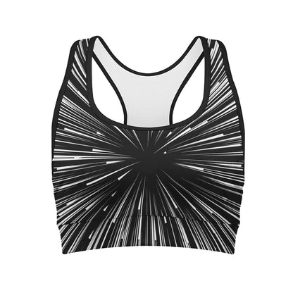 Black And White Hyperspace Print Women's Sports Bra