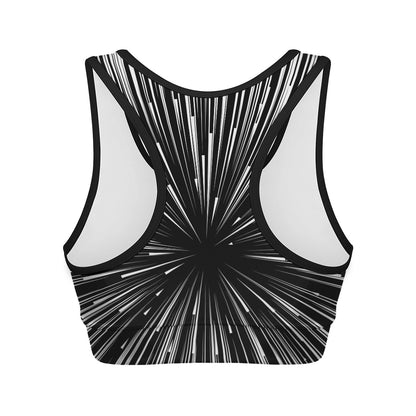 Black And White Hyperspace Print Women's Sports Bra