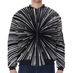Black And White Hyperspace Print Zip Sleeve Bomber Jacket