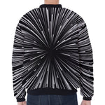 Black And White Hyperspace Print Zip Sleeve Bomber Jacket