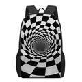 Black And White Hypnotic Illusion Print 17 Inch Backpack