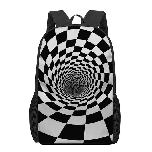 Black And White Hypnotic Illusion Print 17 Inch Backpack