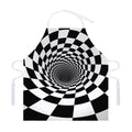 Black And White Hypnotic Illusion Print Adjustable Apron