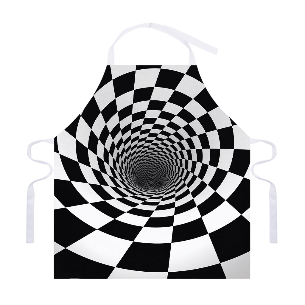 Black And White Hypnotic Illusion Print Adjustable Apron