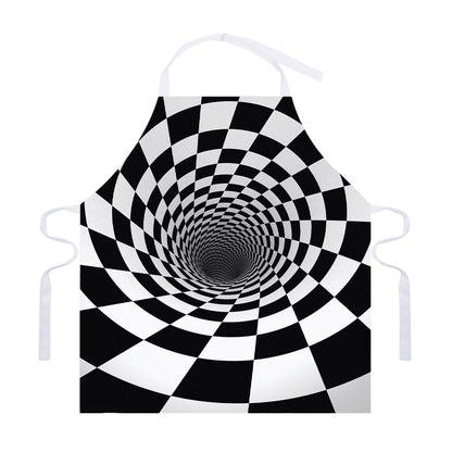 Black And White Hypnotic Illusion Print Adjustable Apron