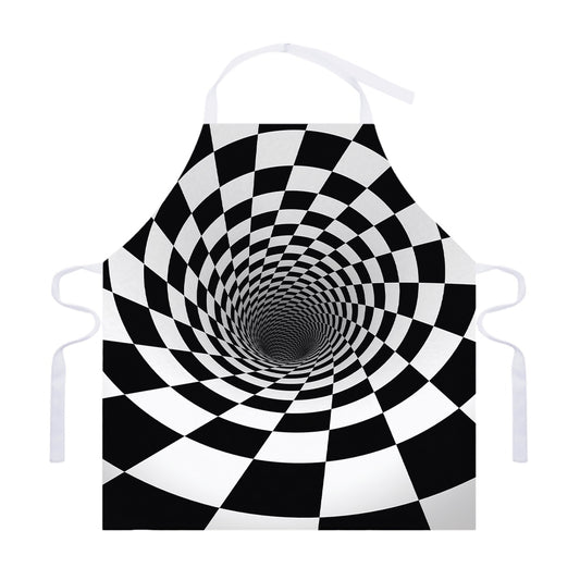 Black And White Hypnotic Illusion Print Adjustable Apron