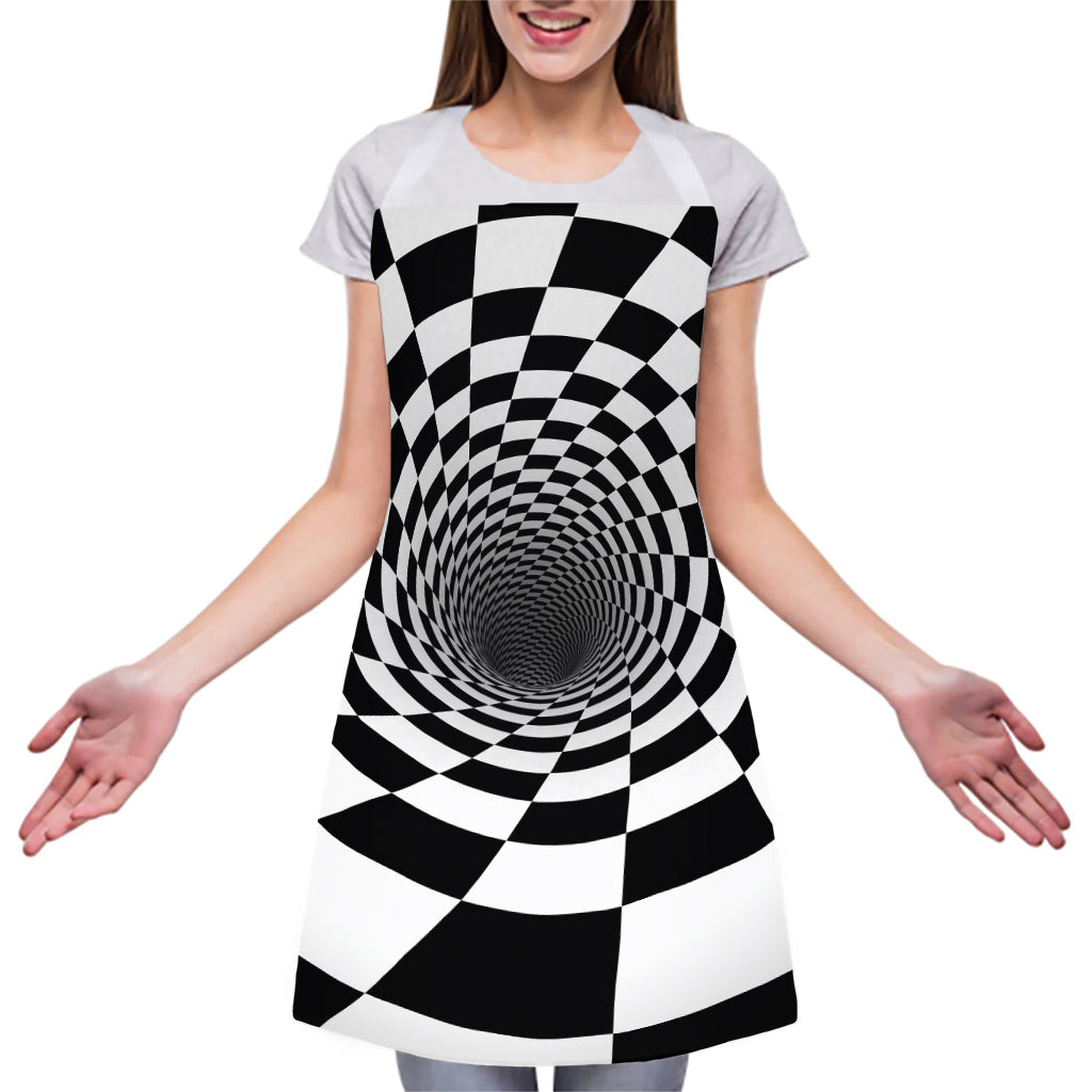 Black And White Hypnotic Illusion Print Adjustable Apron