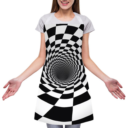 Black And White Hypnotic Illusion Print Adjustable Apron