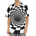 Black And White Hypnotic Illusion Print Aloha Shirt