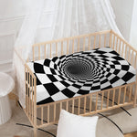 Black And White Hypnotic Illusion Print Baby Crib Sheet