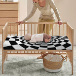 Black And White Hypnotic Illusion Print Baby Crib Sheet